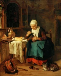 Brei essende Frau